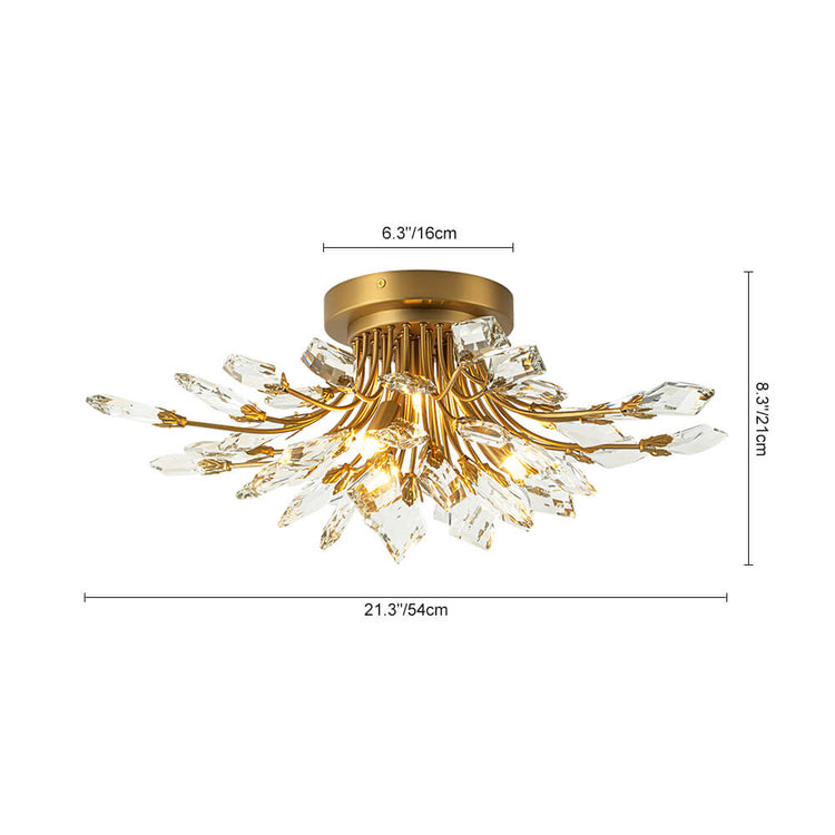 Lustre Salon Feuille en Cristal
