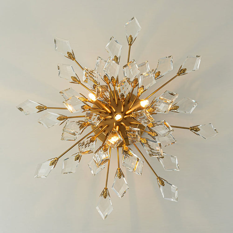 Lustre Salon Feuille en Cristal