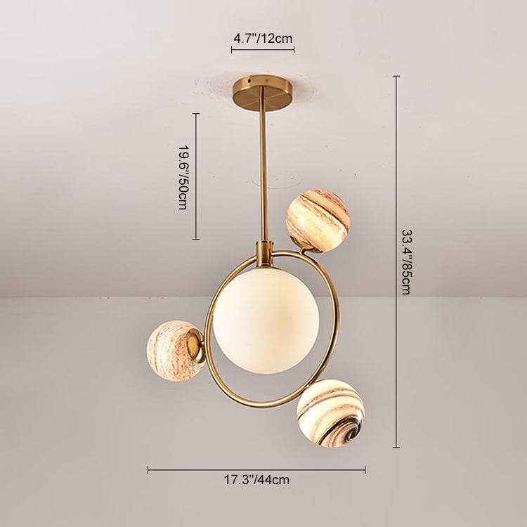Suspension Salle à Manger Globe 4 Lumières en Verre