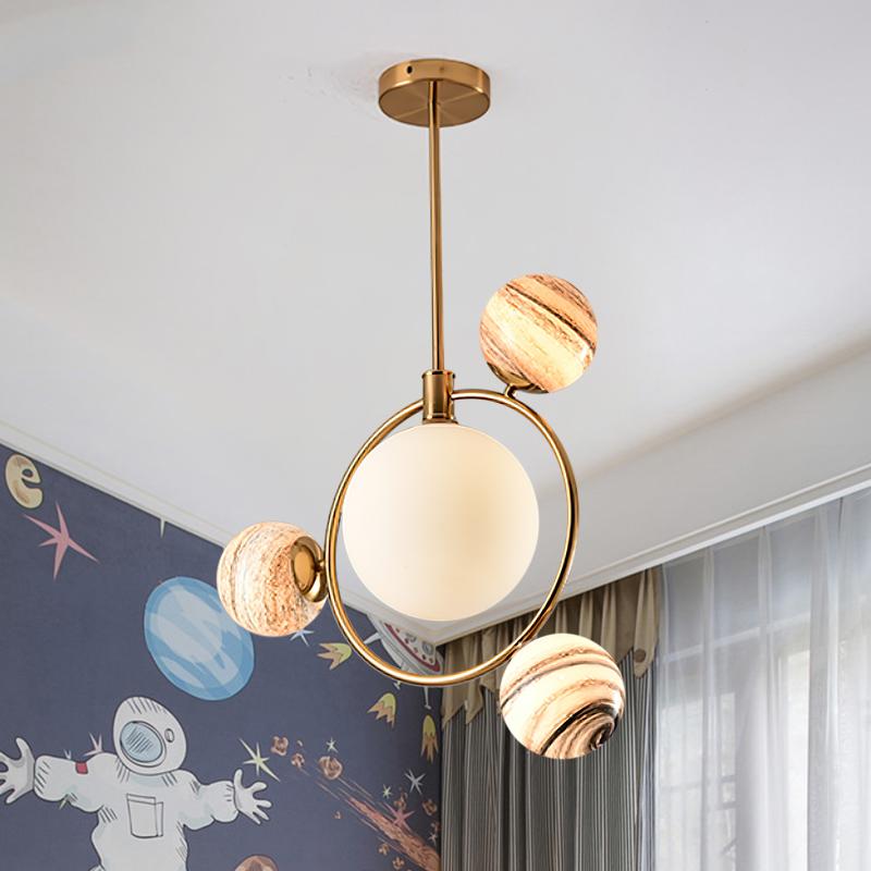 Suspension Salle à Manger Globe 4 Lumières en Verre