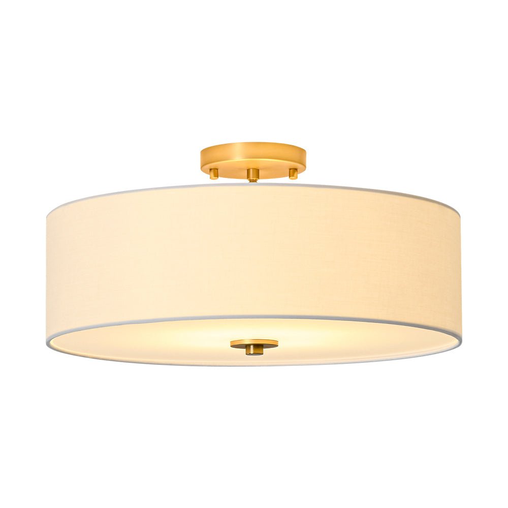 Plafonnier 4 Lumières Lin Tambour pour Cuisine