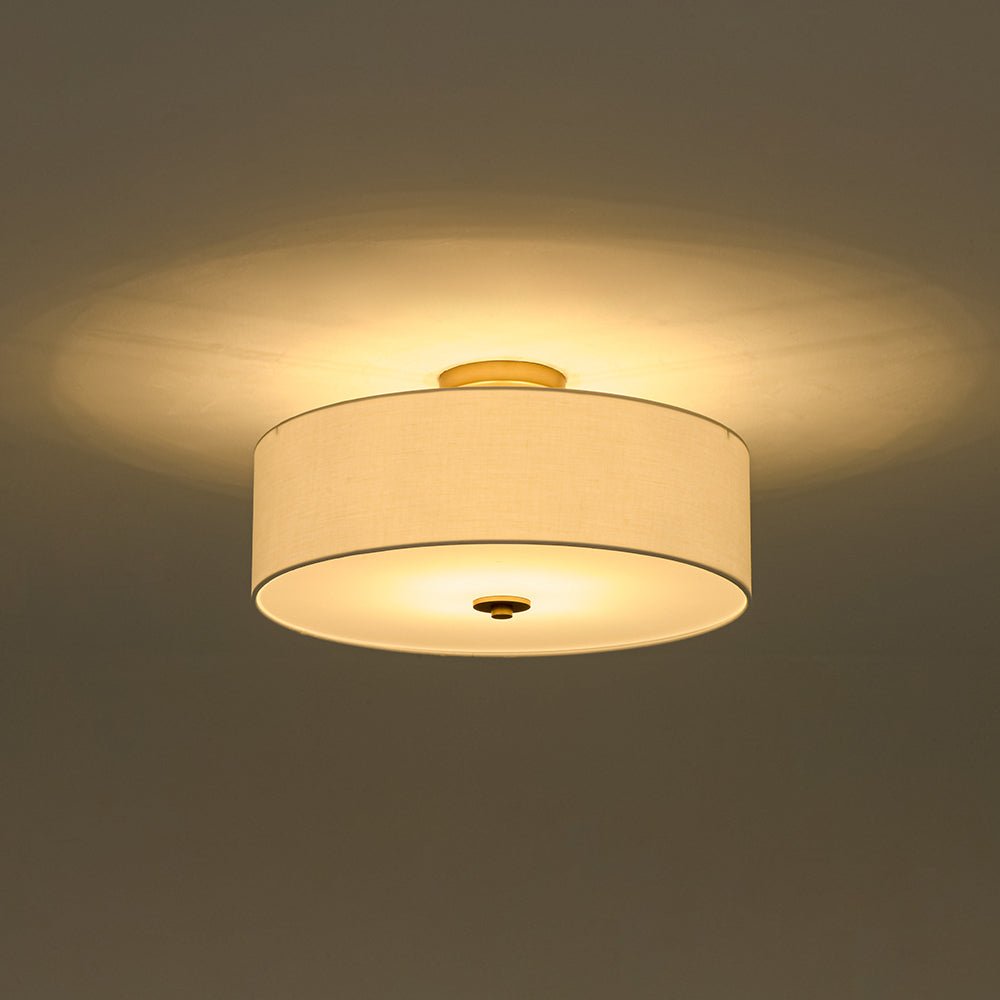 Plafonnier 4 Lumières Lin Tambour pour Cuisine
