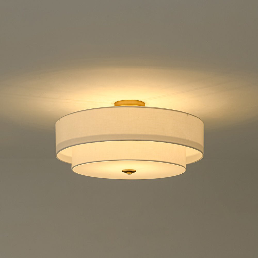 Plafonnier 4 Lumières Lin Tambour pour Cuisine