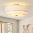 Plafonnier 4 Lumières Lin Tambour pour Cuisine