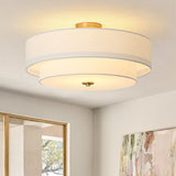 Plafonnier 4 Lumières Lin Tambour pour Cuisine