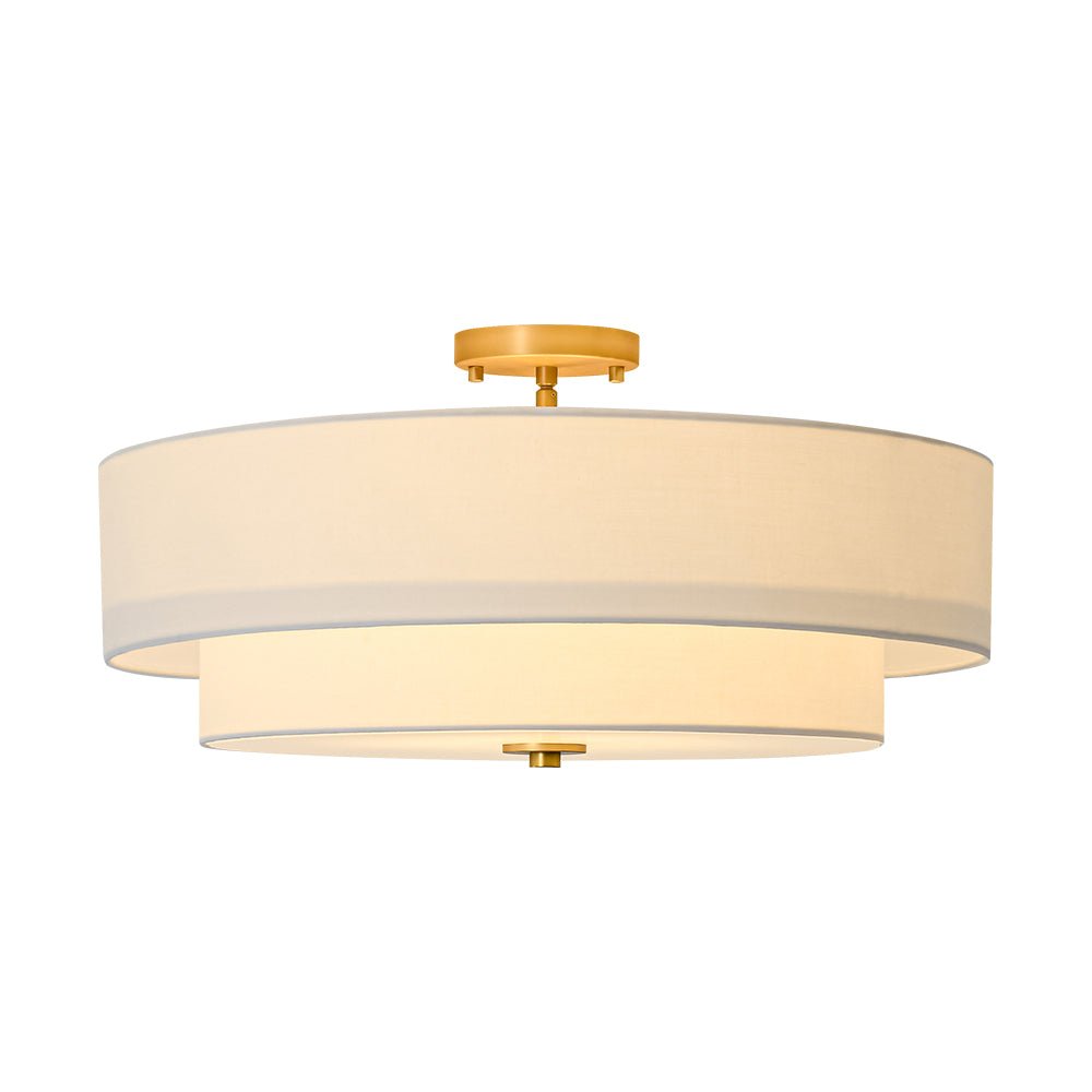 Plafonnier 4 Lumières Lin Tambour pour Cuisine