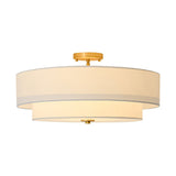 Plafonnier 4 Lumières Lin Tambour pour Cuisine