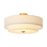 Plafonnier 4 Lumières Lin Tambour pour Cuisine