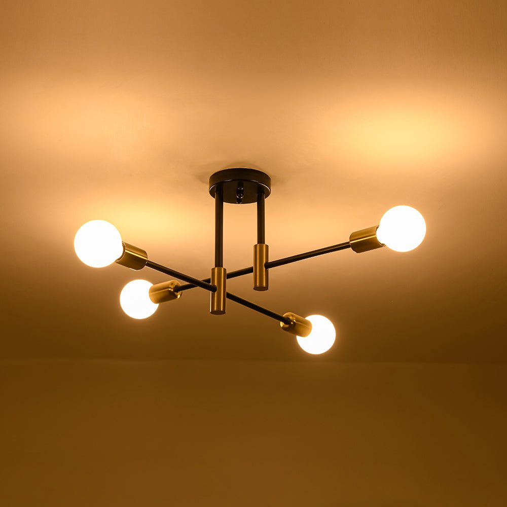 Lustre 4 Lumières Minimaliste Sputnik Plafonnier Semi-Encastré
