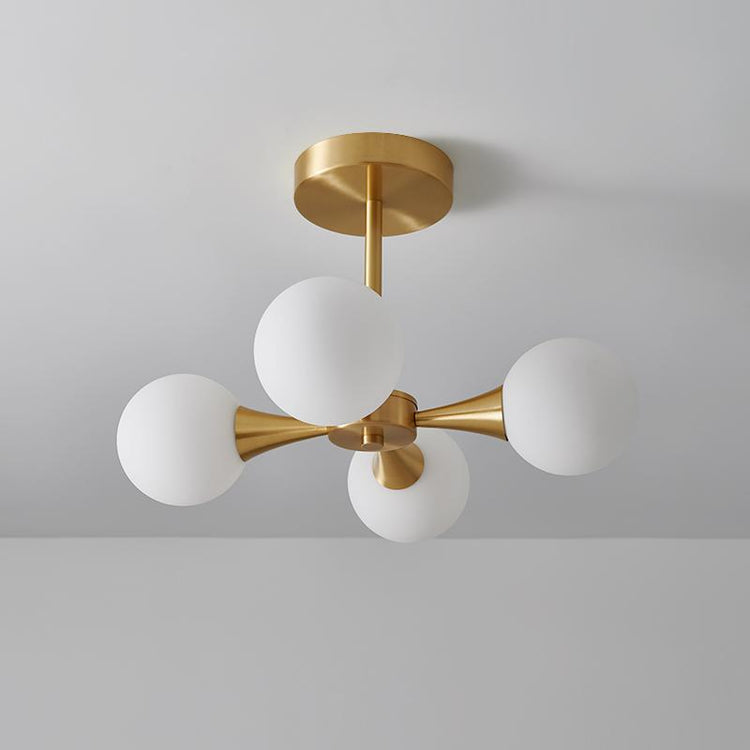 Lustre Salon Globe 4 Lumières en Verre