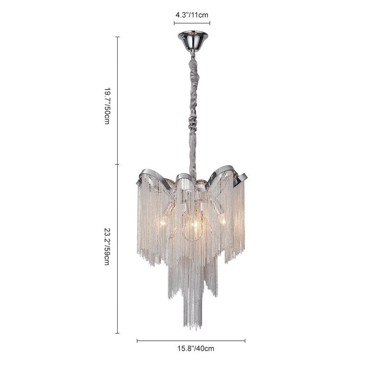 Lustre Salon Pompon 4 Lumières en Chrome