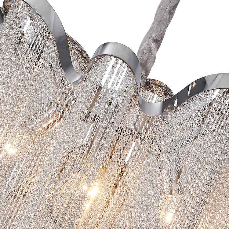 Lustre Salon Pompon 4 Lumières en Chrome