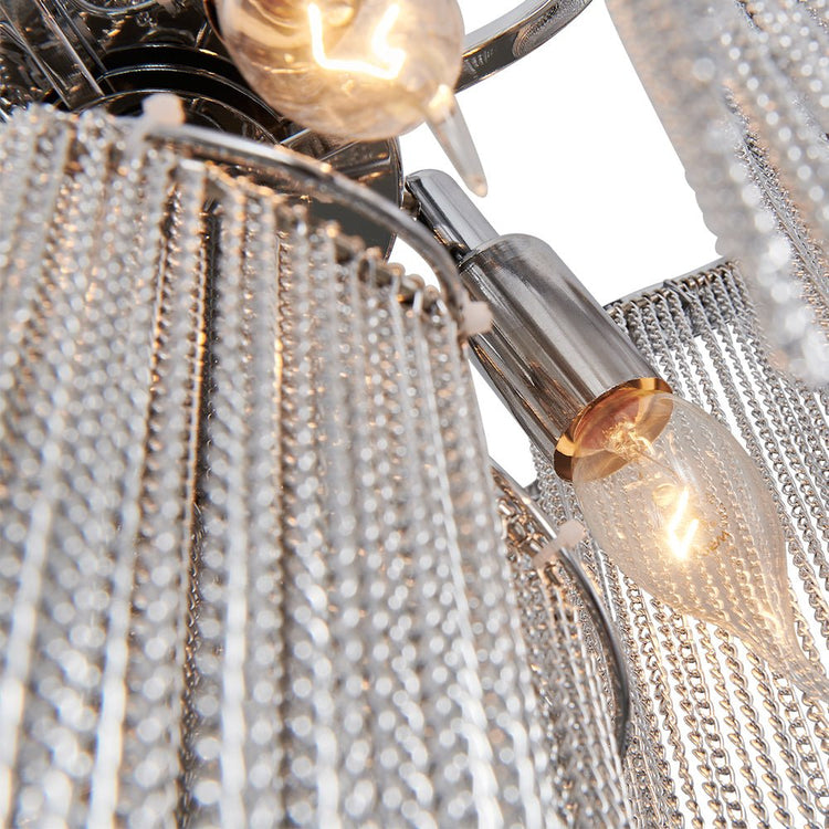 Lustre Salon Pompon 4 Lumières en Chrome