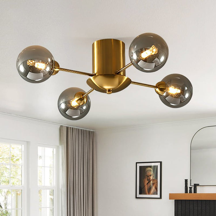 Plafonnier Salon Globe en Verre Gris