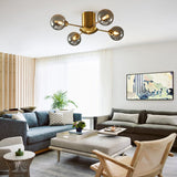 Plafonnier Salon Globe en Verre Gris