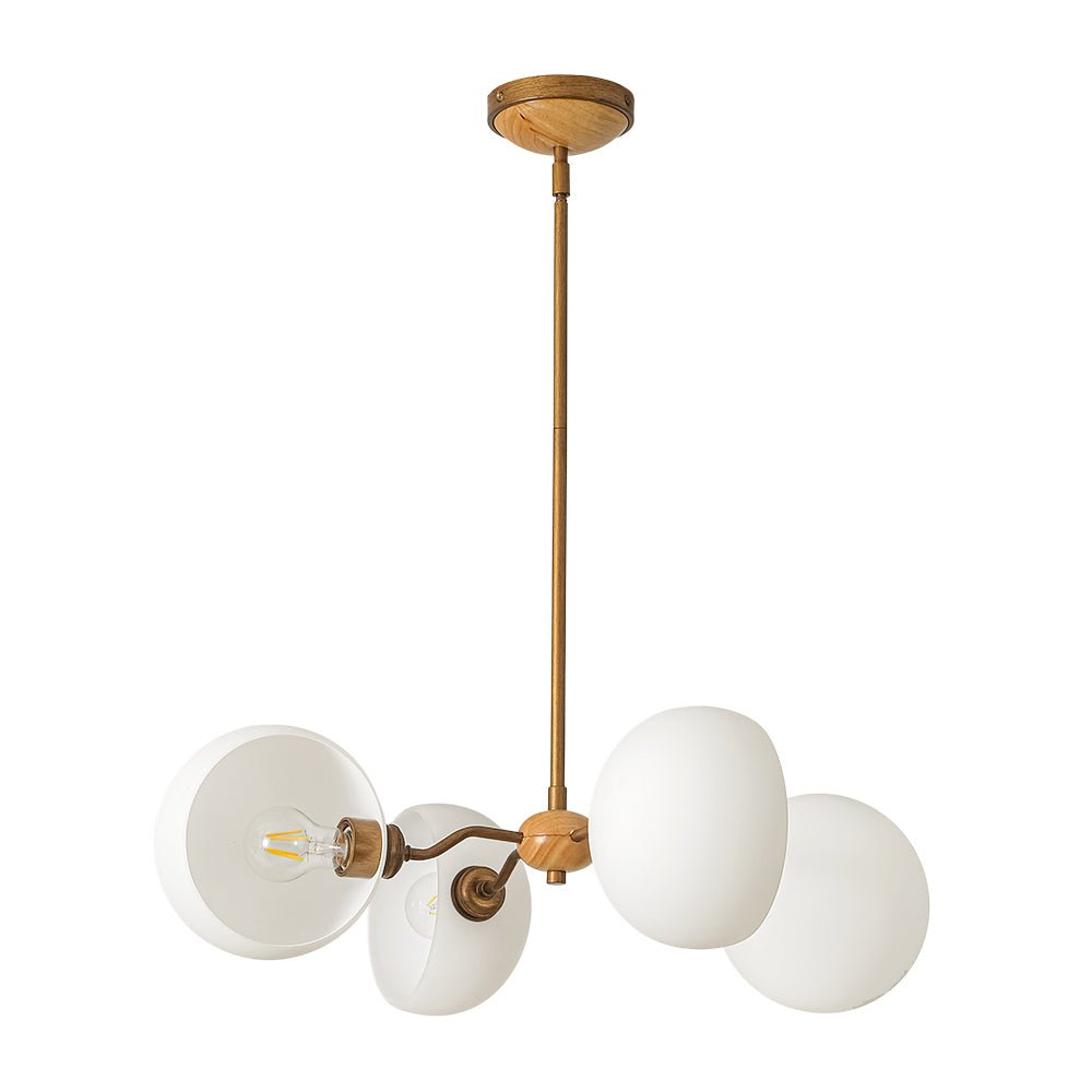 Lustre 4 Lumières Sputnik Semi-Ouvert Verre Abat-Jour pour Salle à Manger