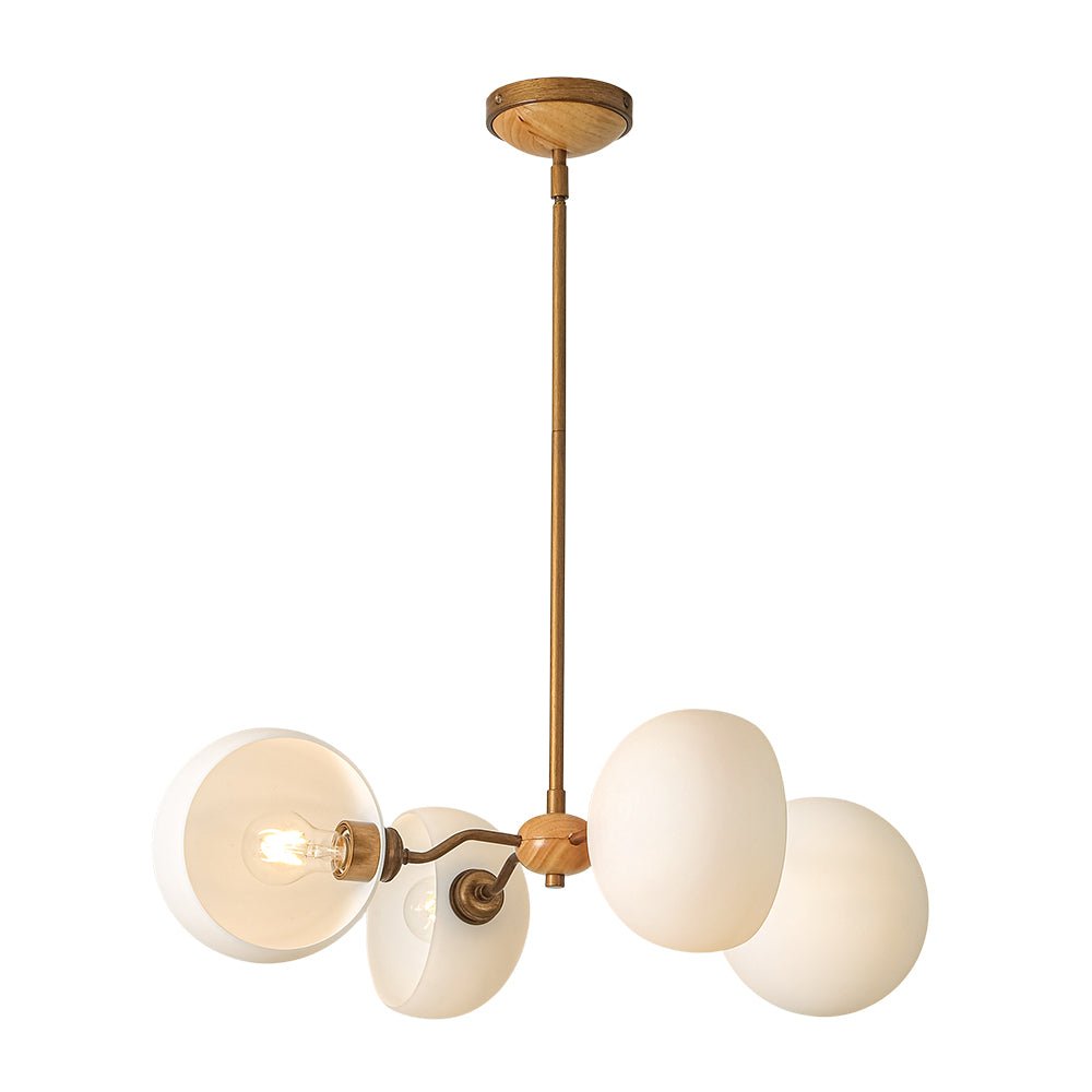 Lustre 4 Lumières Sputnik Semi-Ouvert Verre Abat-Jour pour Salle à Manger