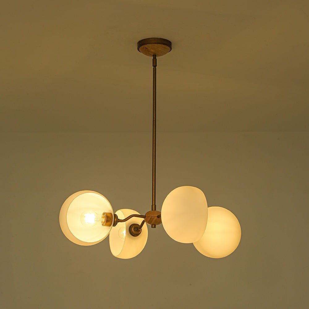 Lustre 4 Lumières Sputnik Semi-Ouvert Verre Abat-Jour pour Salle à Manger