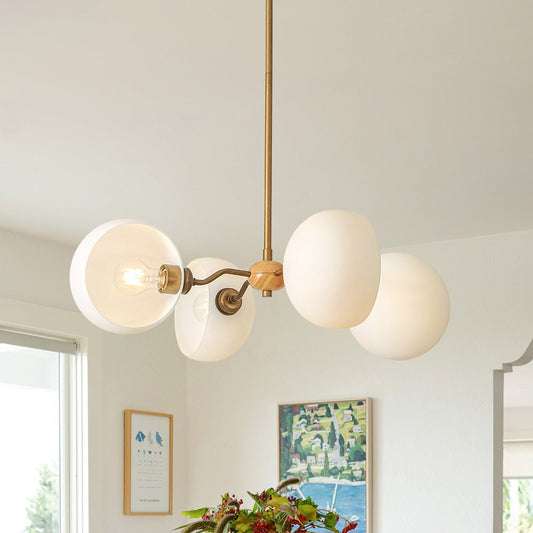 Lustre 4 Lumières Sputnik Semi-Ouvert Verre Abat-Jour pour Salle à Manger