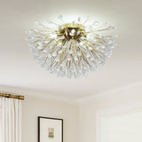 Lustre Cristal 5 Lumières Pissenlit Semi-Encastré pour Salon