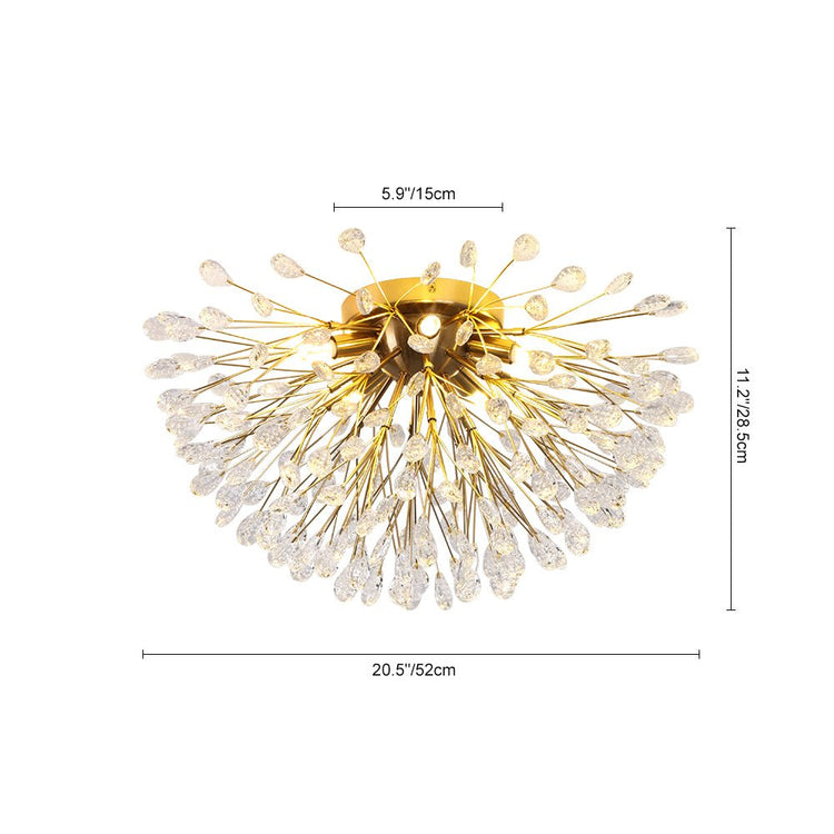 Lustre Cristal 5 Lumières Pissenlit Semi-Encastré pour Salon