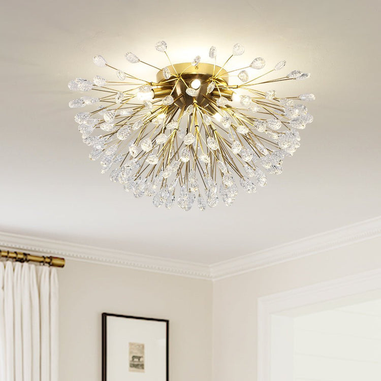 Lustre Cristal 5 Lumières Pissenlit Semi-Encastré pour Salon