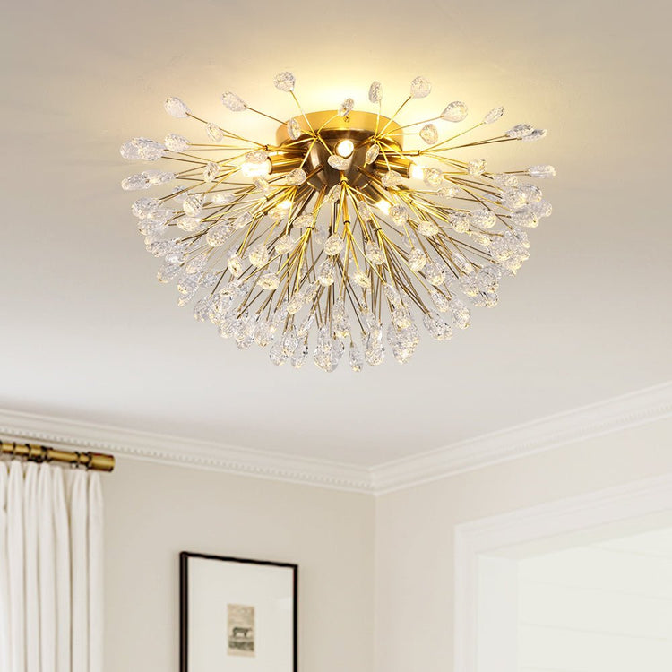 Lustre Cristal 5 Lumières Pissenlit Semi-Encastré pour Salon