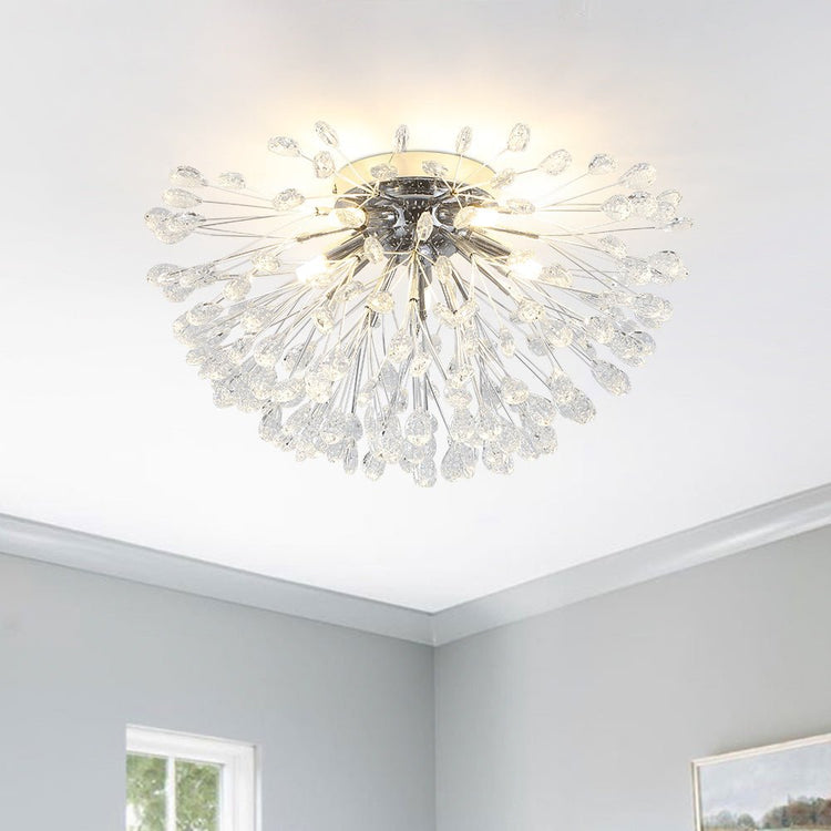 Lustre Cristal 5 Lumières Pissenlit Semi-Encastré pour Salon