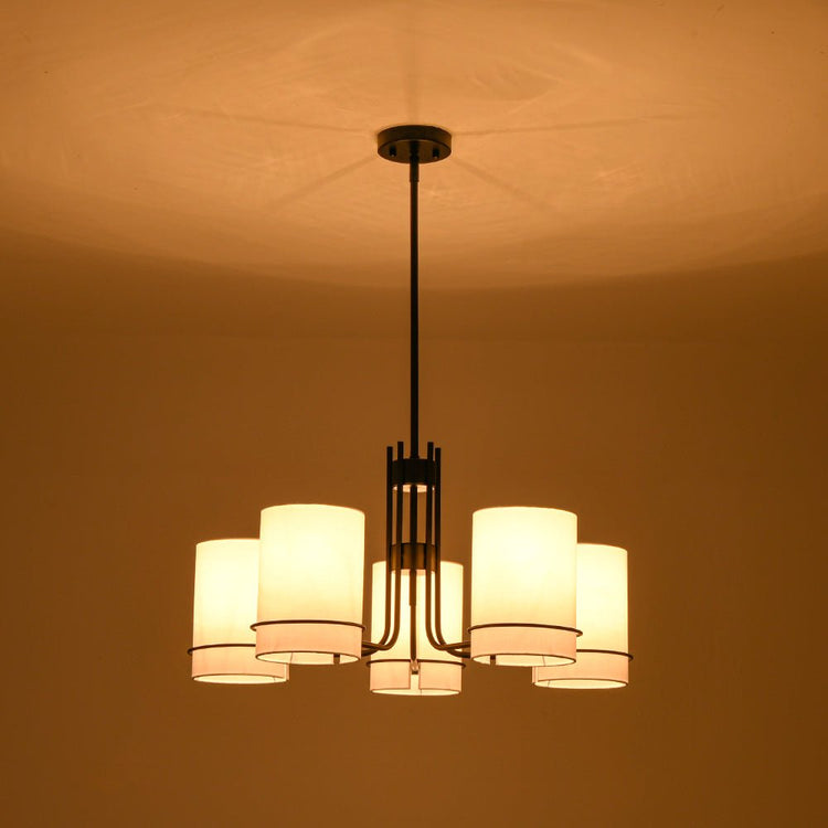 Lustre Salon Cylindre en Tissu
