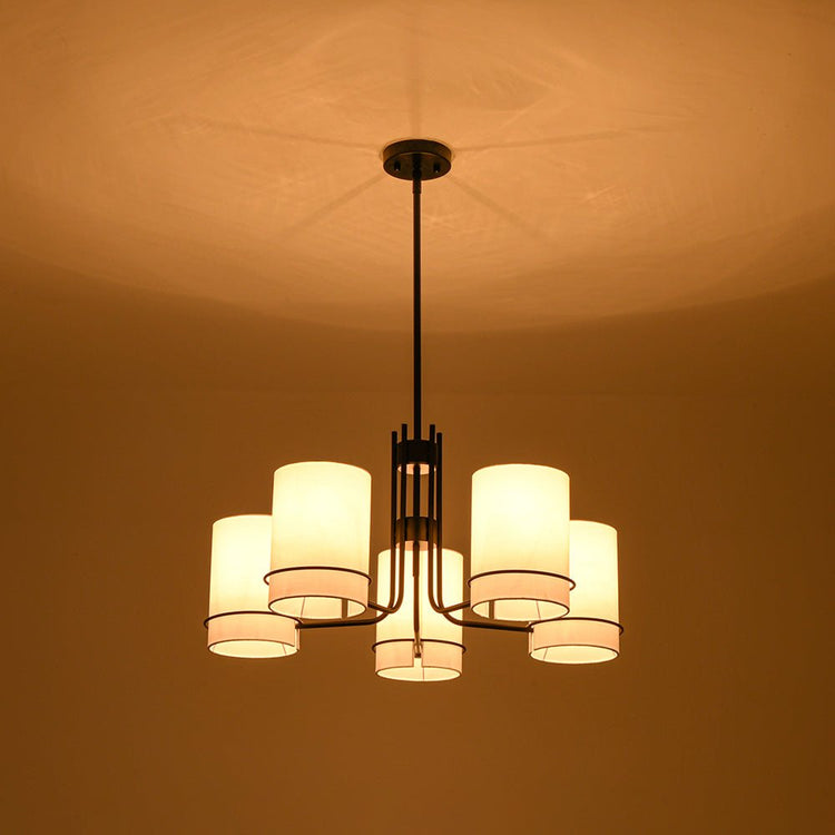 Lustre Salon Cylindre en Tissu