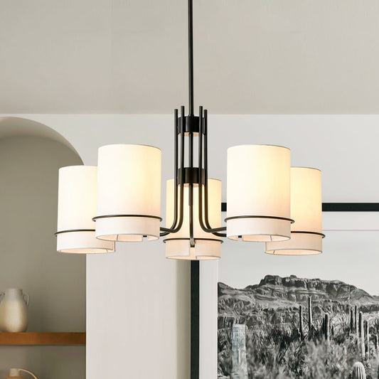 Lustre Salon Cylindre en Tissu
