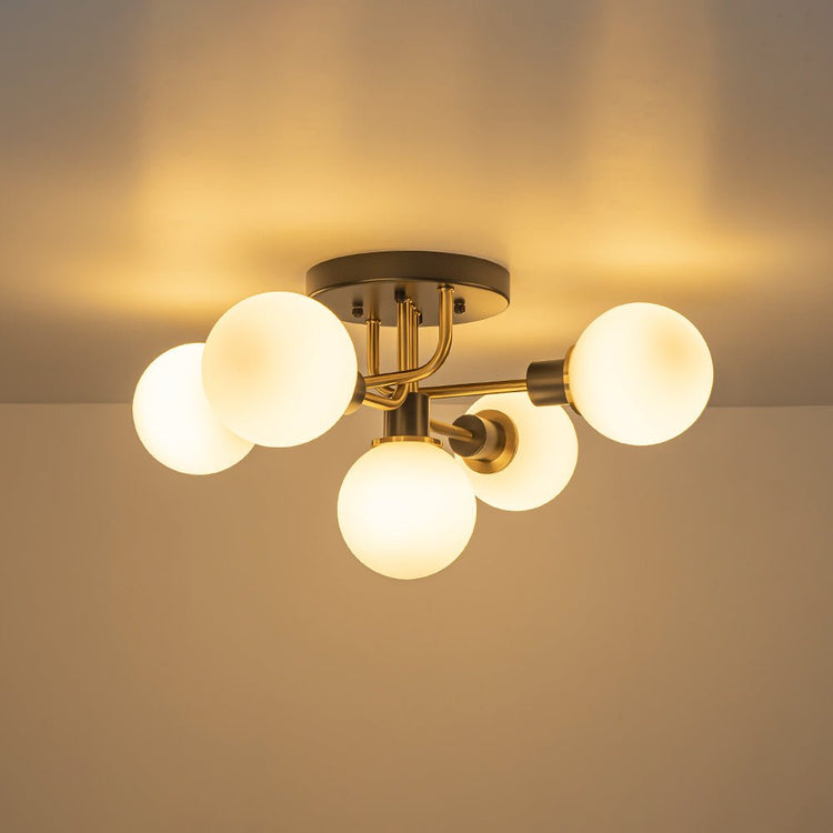Lustre Salon Boule 5 Lumières en Verre Ø54 cm