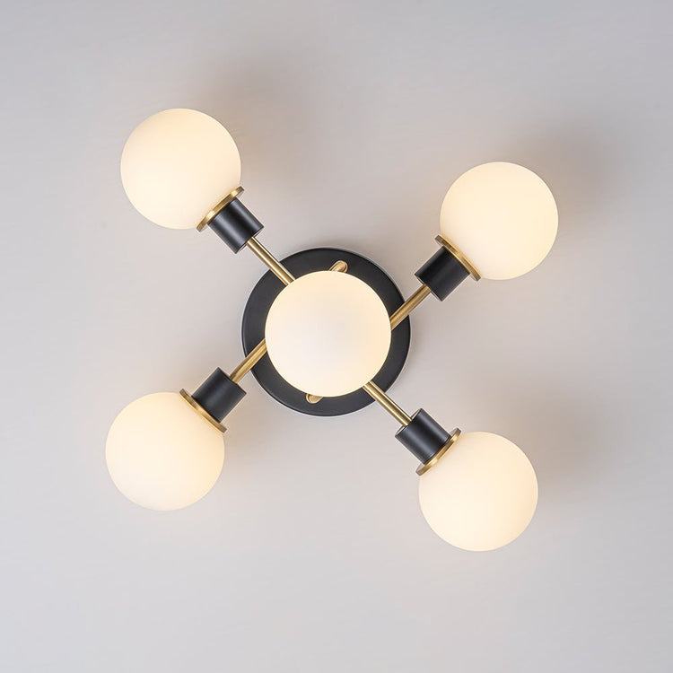 Lustre Salon Boule 5 Lumières en Verre Ø54 cm
