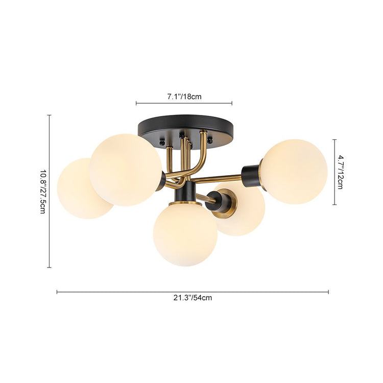 Lustre Salon Boule 5 Lumières en Verre Ø54 cm