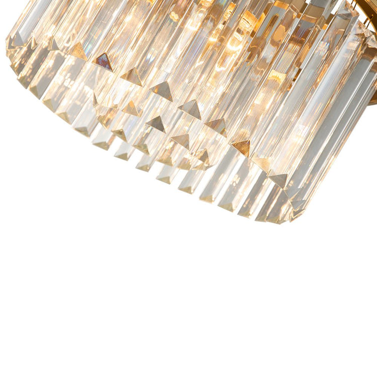 Lustre Salon Rond en Cristal Doré