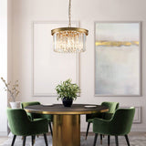 Lustre Salon Rond en Cristal Doré