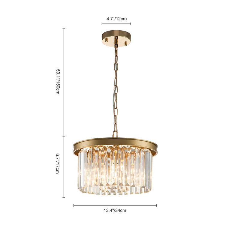 Lustre Salon Rond en Cristal Doré