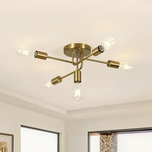 Lustre 5 Lumières Spirale Sputnik Plafonnier Semi-Encastré