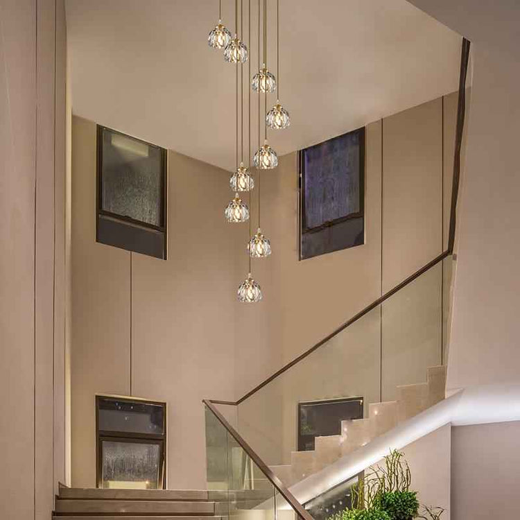 Suspension Luminaire 5/9 Lumières Dôme Escalier Spirale Grappe pour Salle à Manger