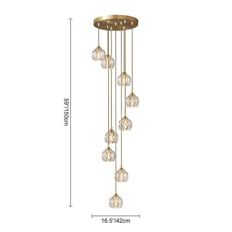 Suspension Luminaire 5/9 Lumières Dôme Escalier Spirale Grappe pour Salle à Manger