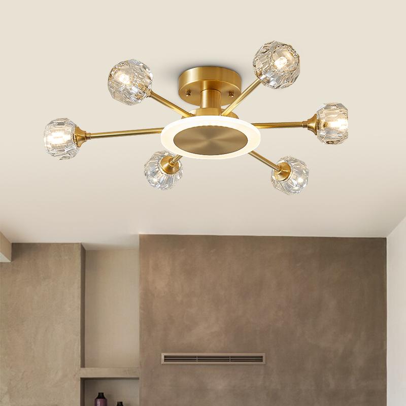 Plafonnier Salon 6 Lumières en Cristal