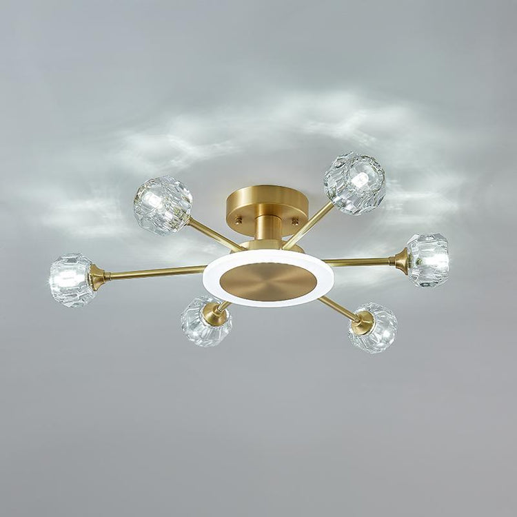 Plafonnier Salon 6 Lumières en Cristal