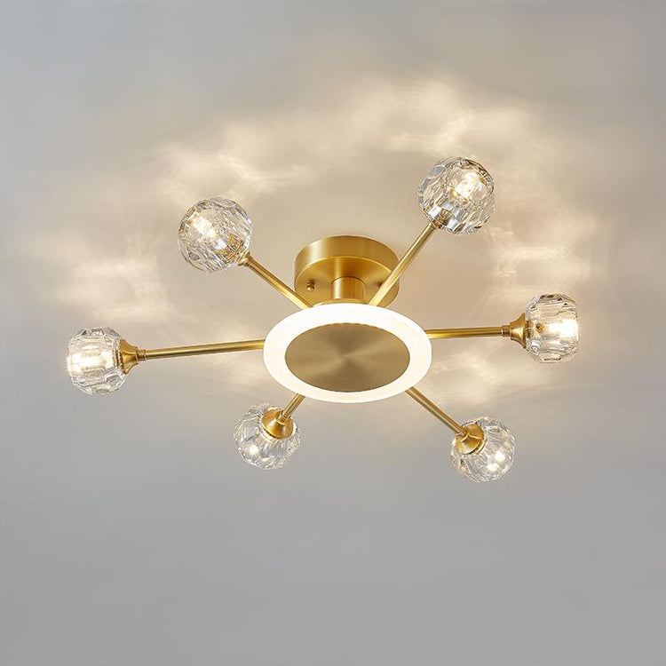 Plafonnier Salon 6 Lumières en Cristal