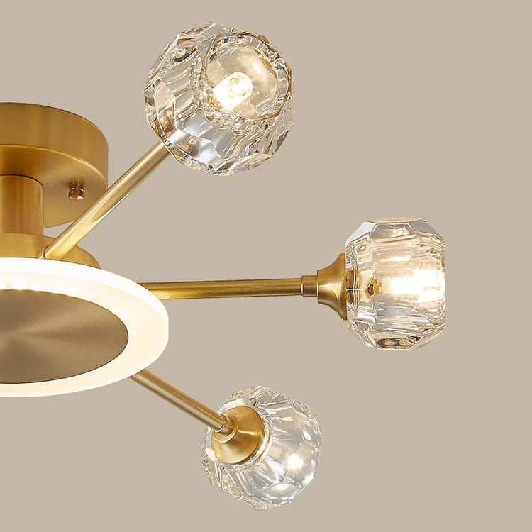 Plafonnier Salon 6 Lumières en Cristal