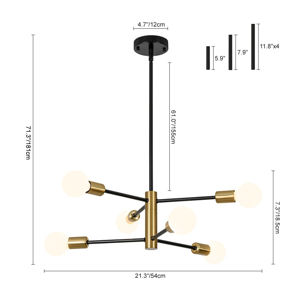 Lustre Design 6 Lumières Minimaliste Sputnik