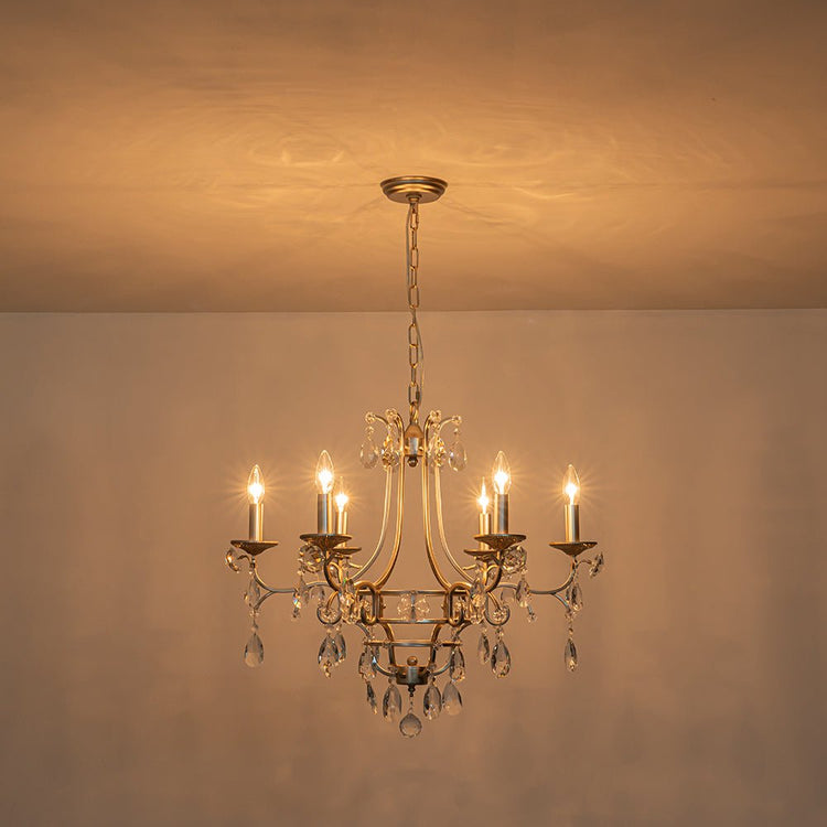 Lustre Salle à Manger 6 Lumières en Cristal