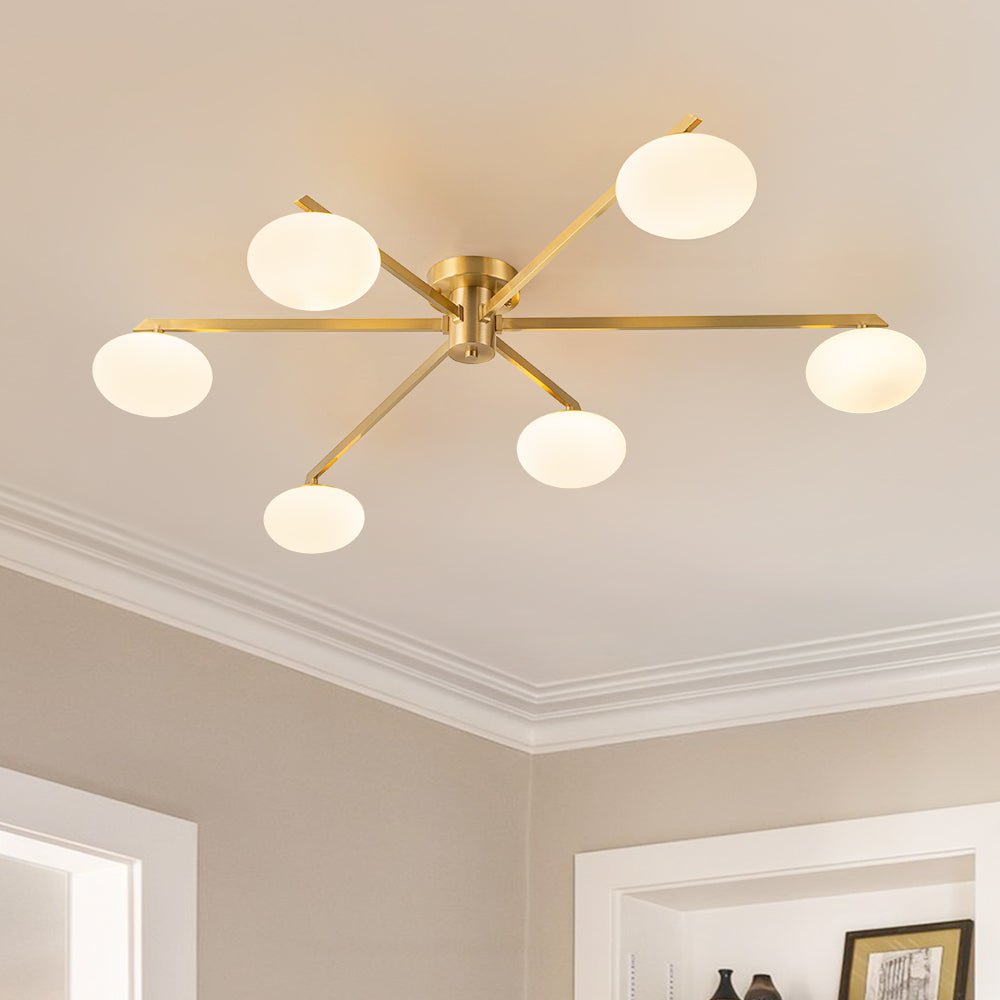 Lustre Salon Branche 6 Lumières en Verre
