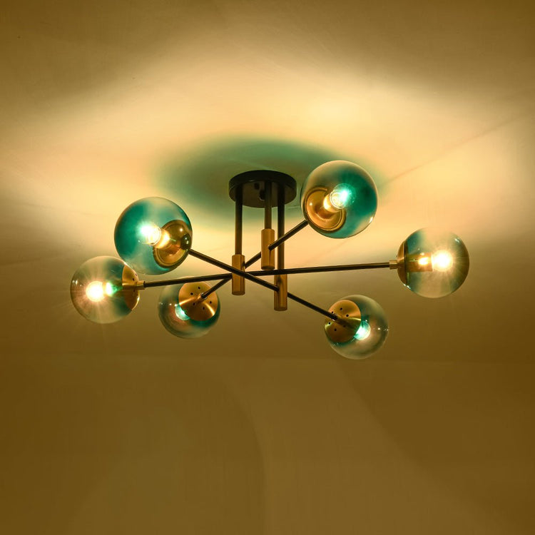Lustre Salle à Manger Boule 6 Lumières en Verre Ø104 cm