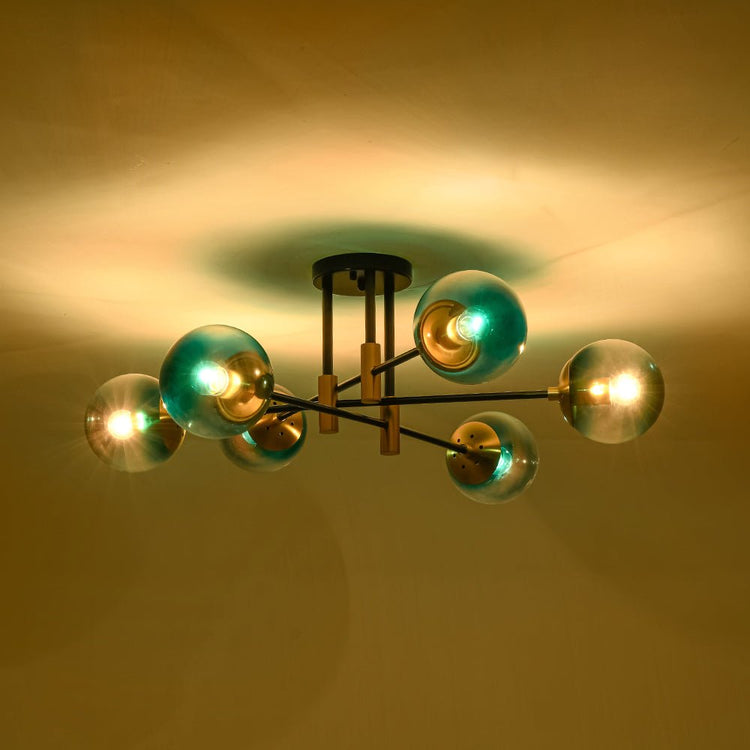 Lustre Salle à Manger Boule 6 Lumières en Verre Ø104 cm