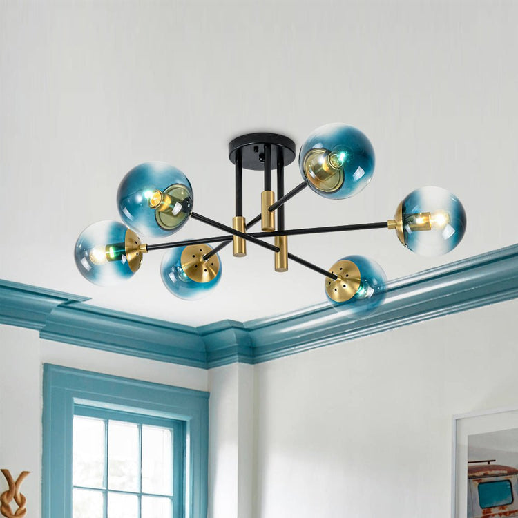 Lustre Salle à Manger Boule 6 Lumières en Verre Ø104 cm